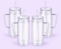 16oz Acrylic With Handle Clear Lid and Straw Snowglobe
