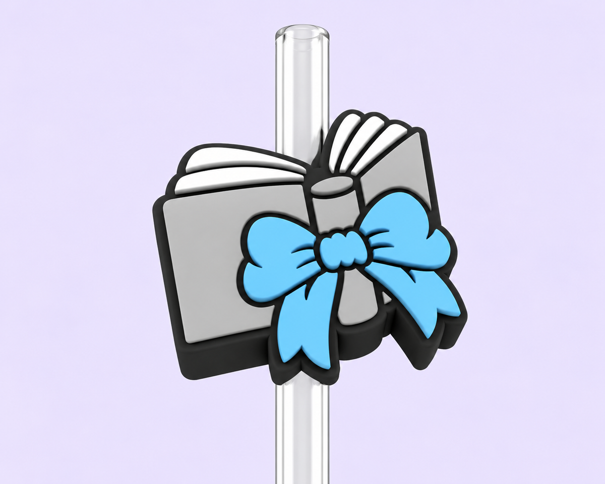Book with Bow Straw Topper