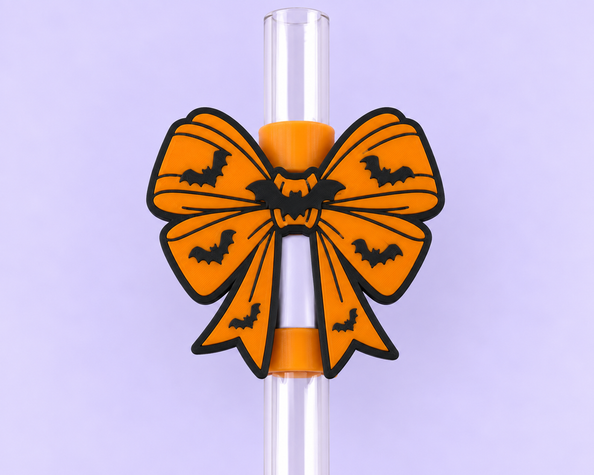 Bow With Bats Straw Topper
