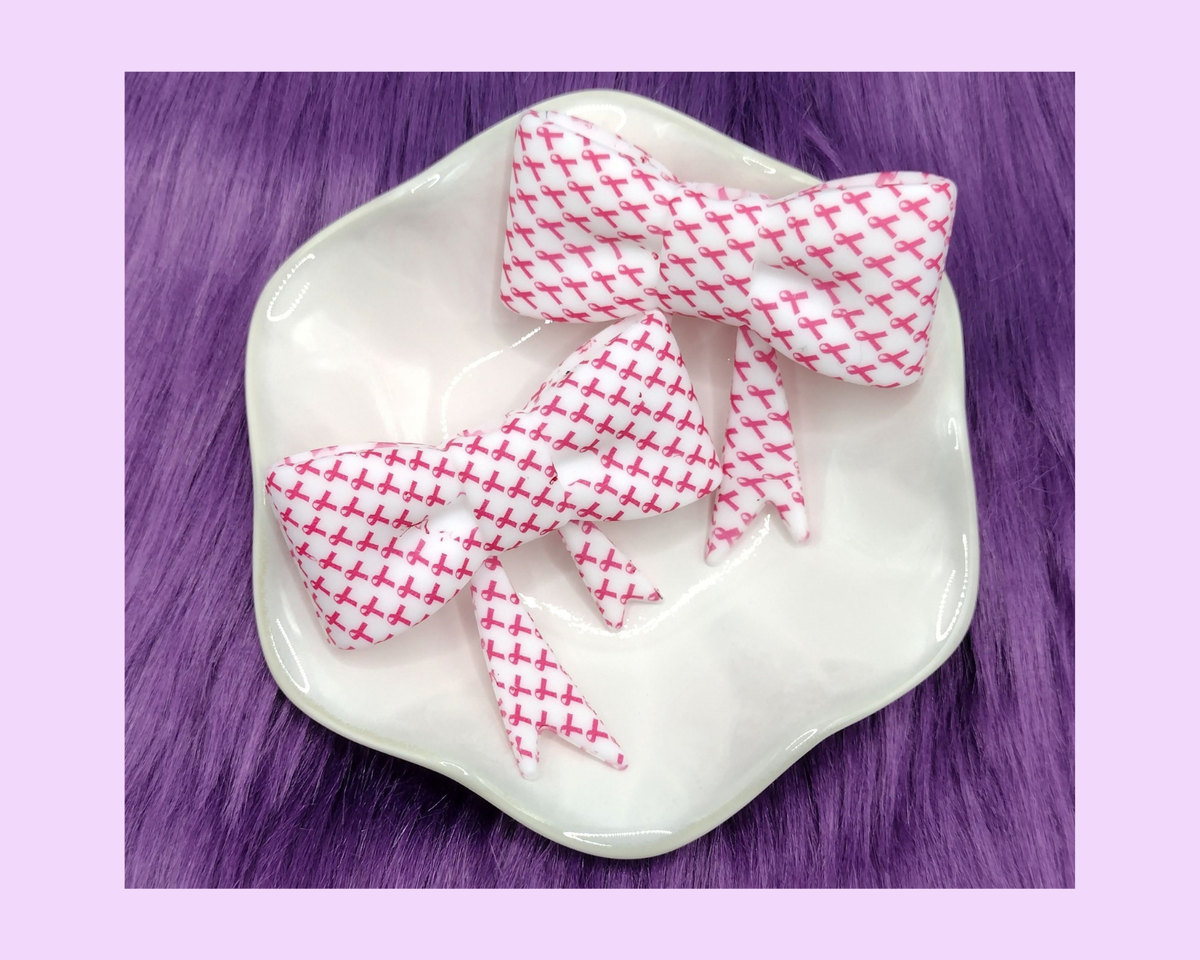 Breast Cancer Ribbon Bow Straw Topper