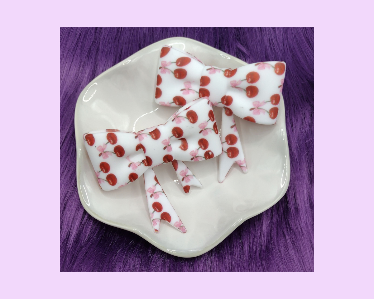 Cherry Bow Straw Topper