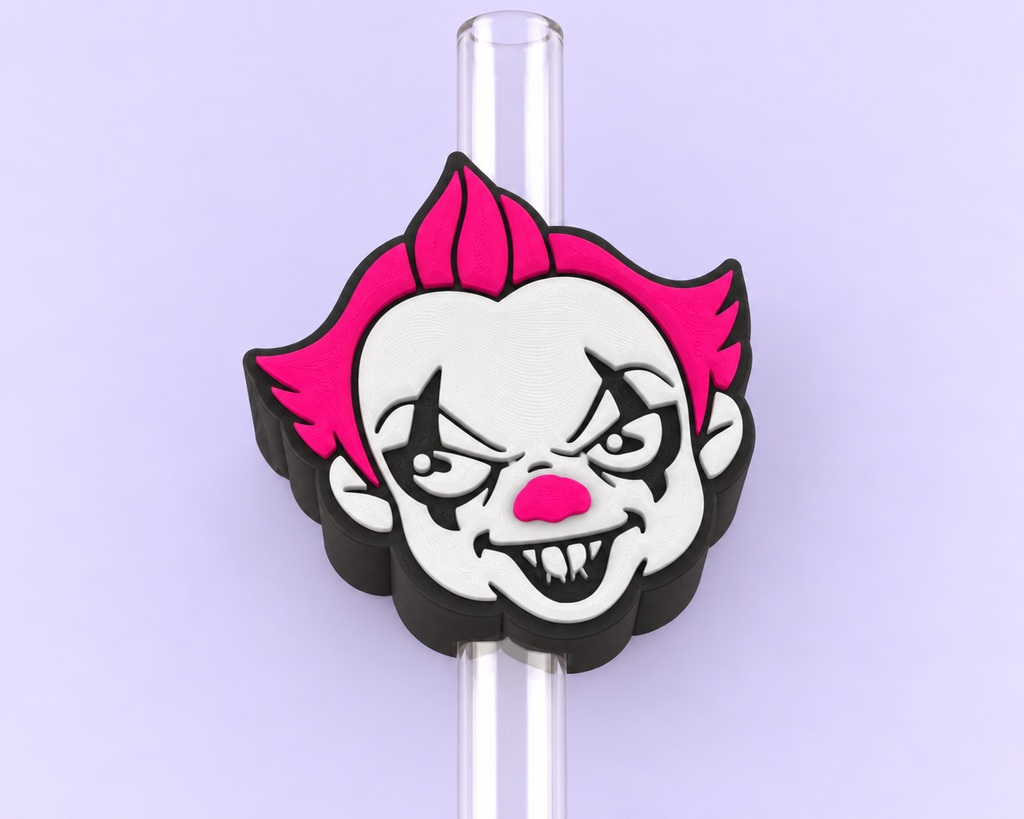 Clown Face Straw Topper