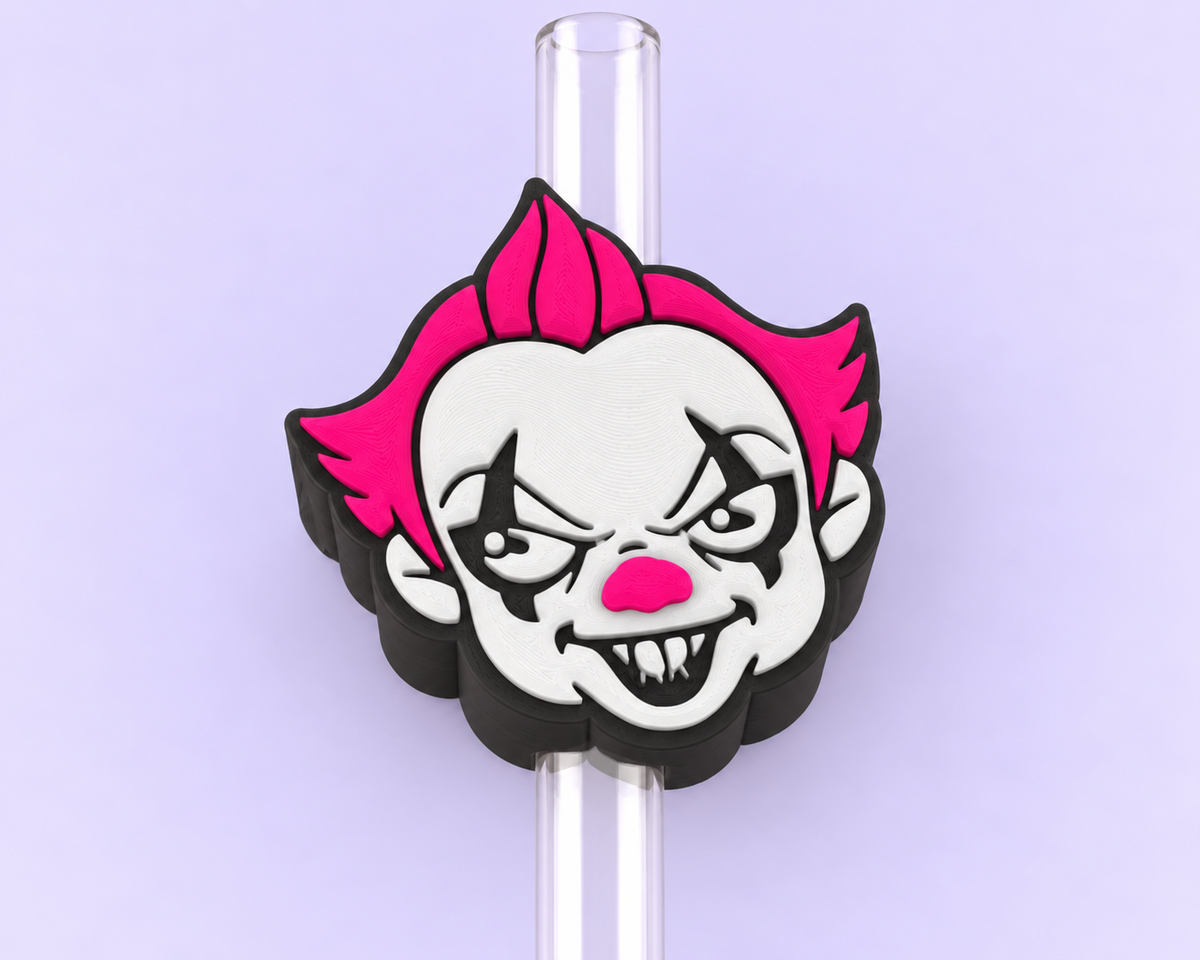 Clown Face Straw Topper