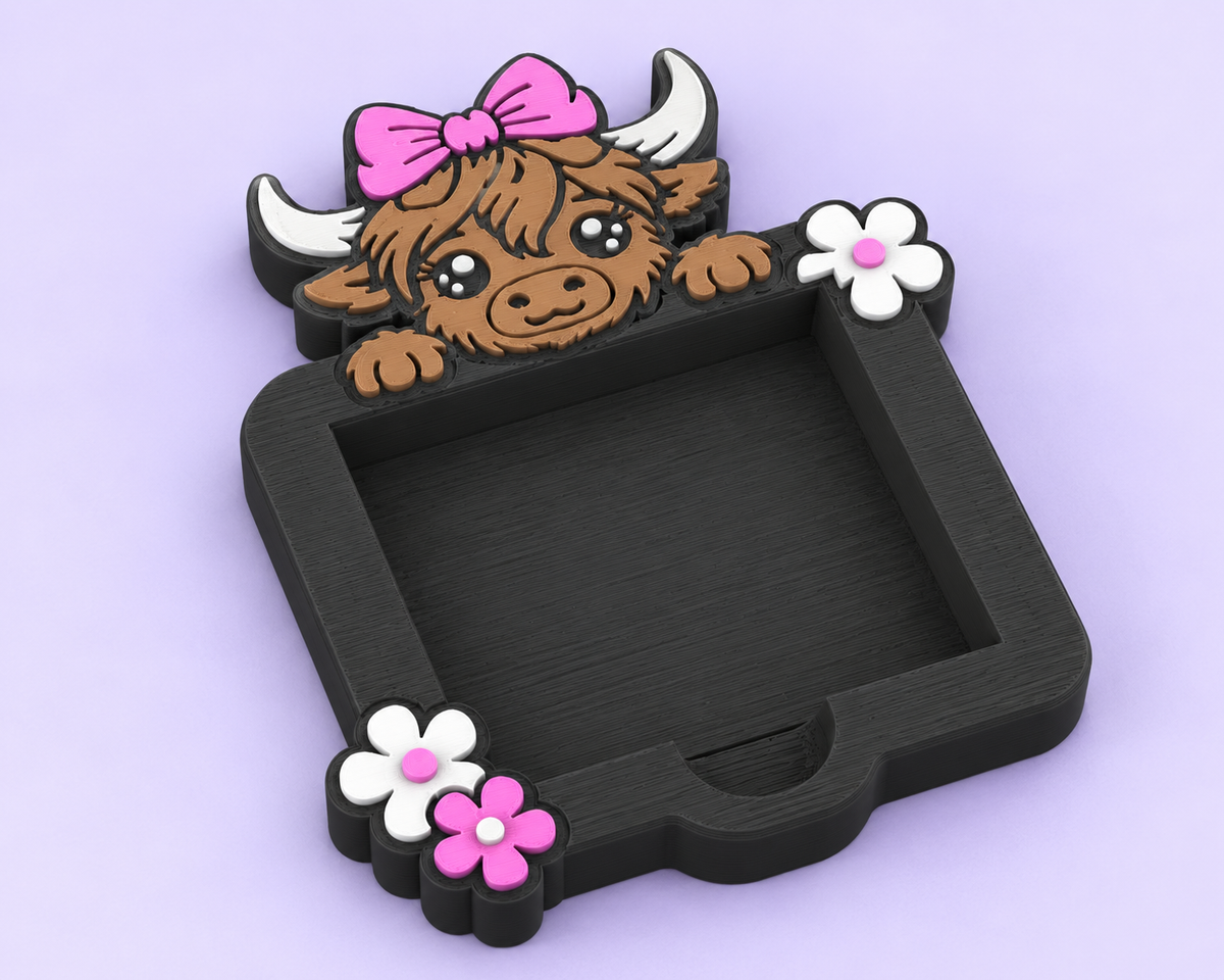 Highland With Pink Bow Note Pad Holder