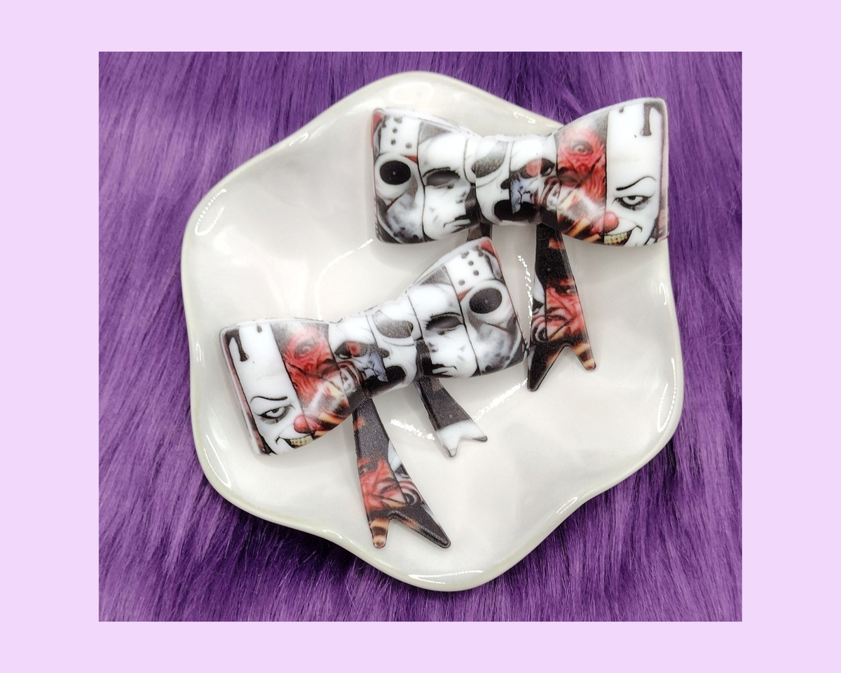 Spooky Faces Bow Straw Topper