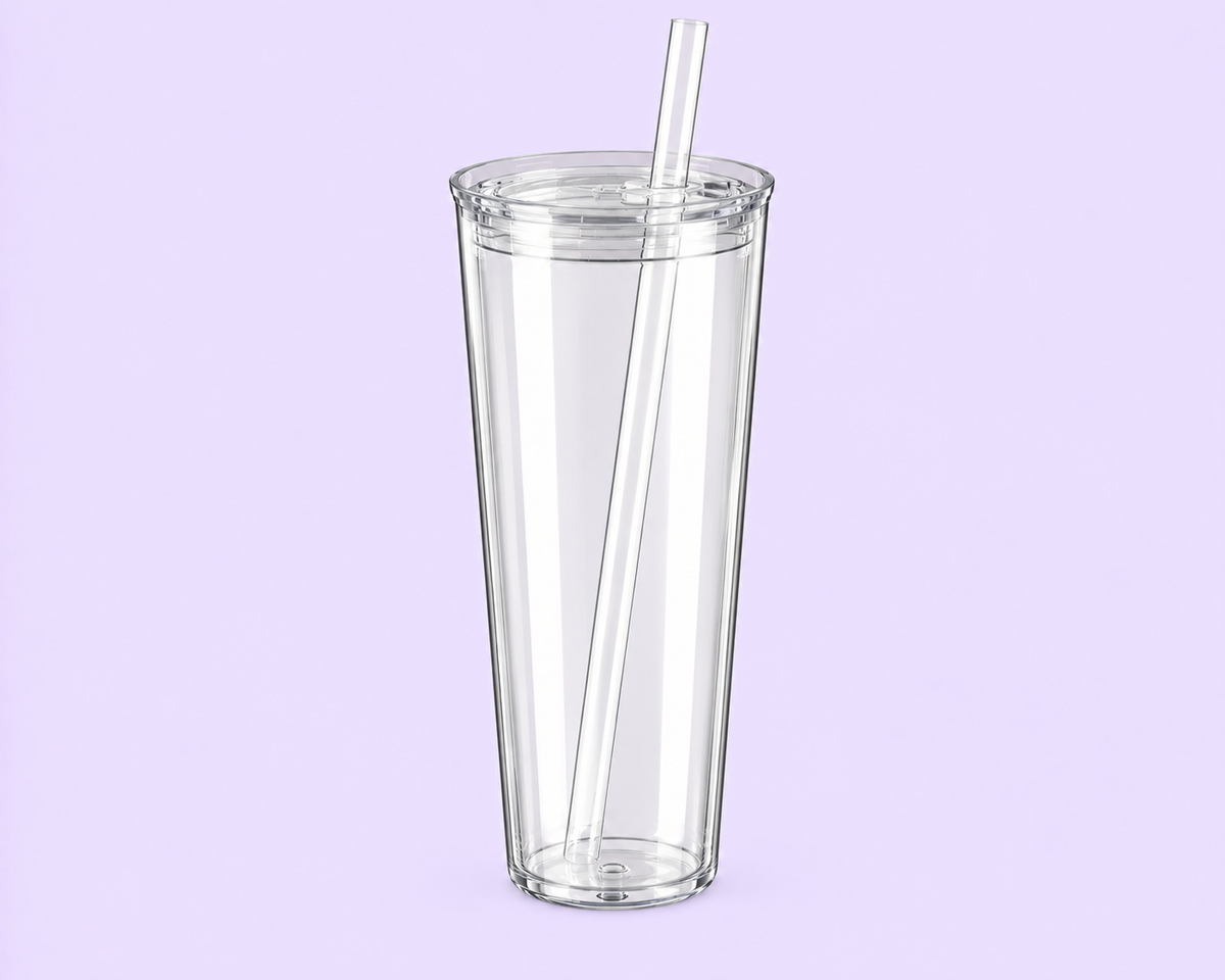 24oz Acrylic Taper Clear Lid and Straw Snow Globe