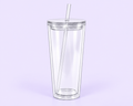 24oz Colored Acrylic Snowglobe Tumbler with Colored Straw