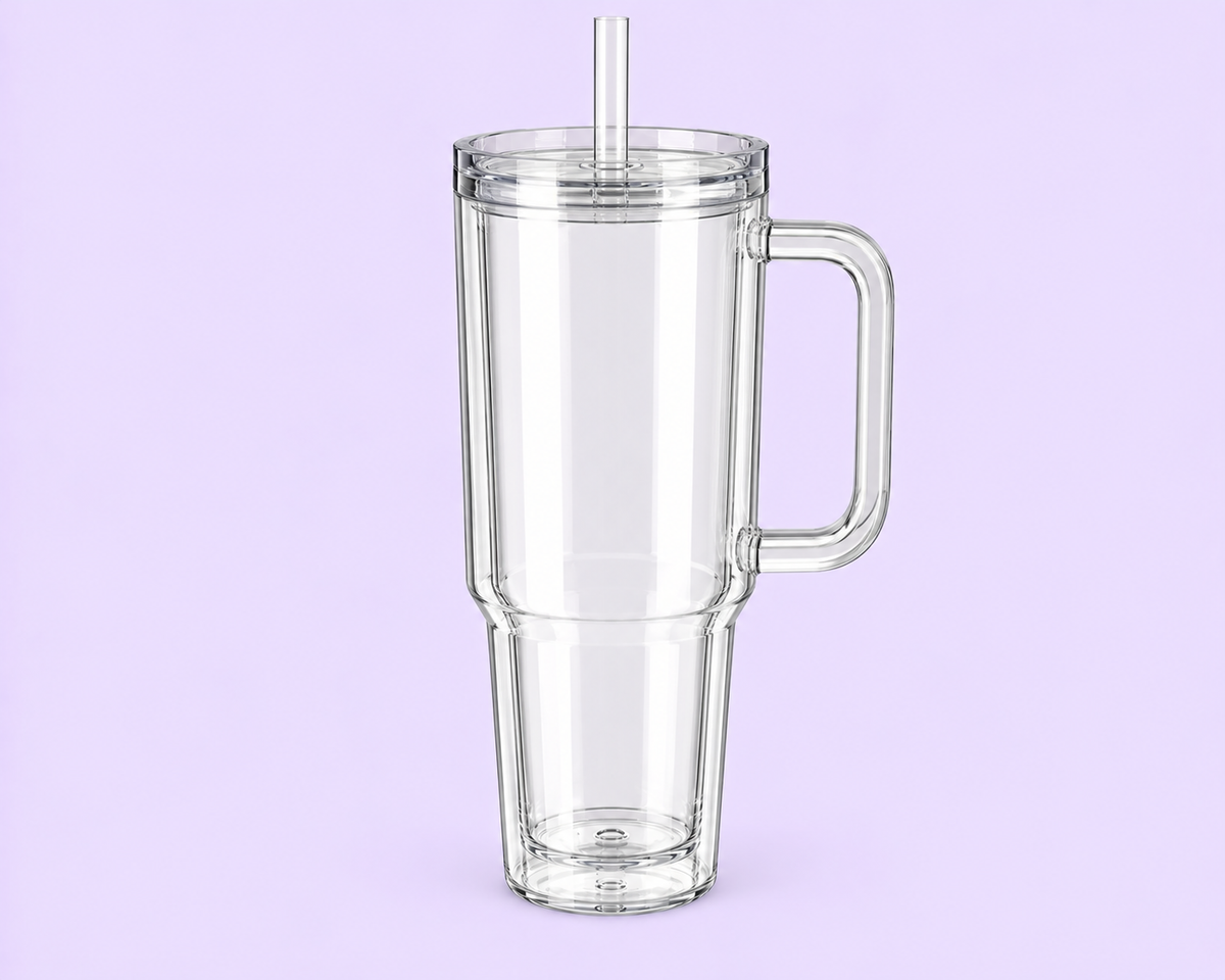 40oz Acrylic Clear Lid and Straw Snow Globe
